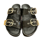 ALVIERO MARTINI - N.38 Ciabatta slipper doppia fibbia, Nero Lucido